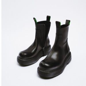 ZARA FLAT LEATHER ANKLE BOOTS